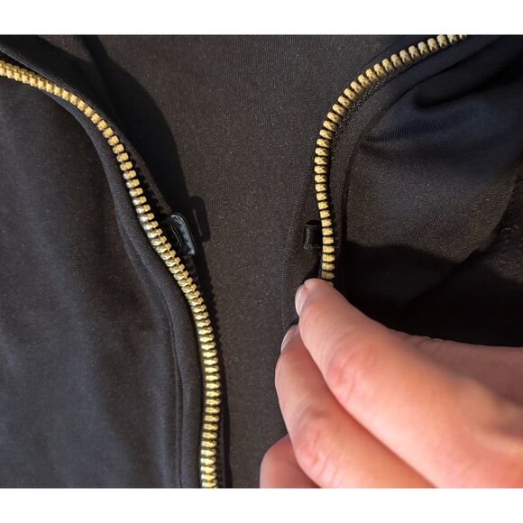 EUC Seafolly Collective Zip Front Surfsuit Rashguard, Black w/ Gold Zip, Sz 12 - Picture 5 of 7